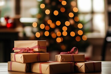 Poster - A Christmas tree is blurred at the back : Generative AI