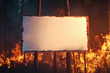 Wall Mural - A sign is in the middle of a forest fire