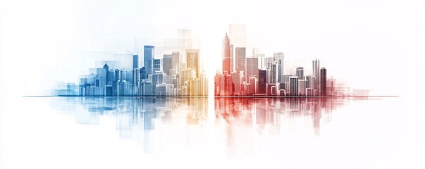 Poster - visual of a city divided by economic policy lines, illustrating the impact of different economic app
