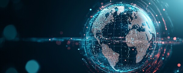 Poster - Close-up of a digital globe with economic policy impacts rippling across continents, concept of global economic integration