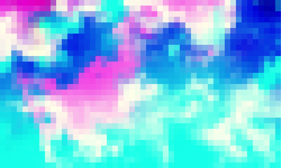 Aufkleber - Trippy psychedelic colorful rainbow geometric shapes abstract background, Pixelated vector pattern