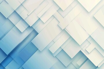 Poster - This artwork showcases an abstract design with overlapping geometric shapes in blue and white hues, creating a sense of depth and fluidity.