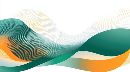 Poster - Abstract waves in green and orange create a dynamic, modern graphic design.