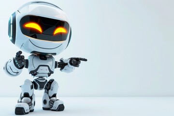 Poster - This humanoid robot features a sleek design with bright eyes and a playful demeanor, conveying a sense of friendliness and advanced robotics technology.