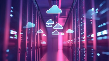 Poster - Cloud computing concept in data center with servers