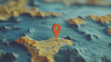 Poster - Map location marker on terrain model