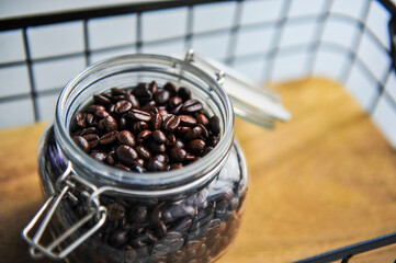 coffee beans in a cup