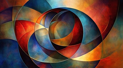 Poster - A vibrant abstract composition featuring swirling shapes and colors in a harmonious design.