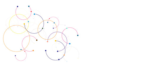 Leinwandbilder - Abstract geometric background with plexus circles. Big data visualization and technology background design.
