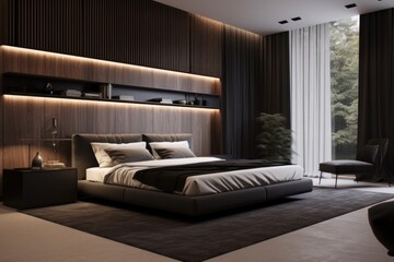 Sticker - Modern bedroom comfortable furniture architecture.