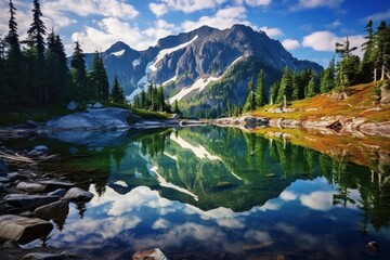 Wall Mural - Mountain nature wilderness landscape.