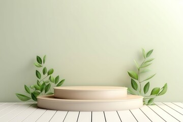 Wall Mural - Podium plant green table.