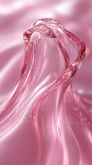 Poster - Pink liquid forming shapes and bubbles, ideal for beauty products or creative projects. Smooth texture with a modern wave pattern, shiny and glossy finish exuding luxury