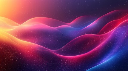Poster - Abstract colorful waves background with flowing particles forming elegant curves in a digital environment. Perfect for websites, presentations or social media