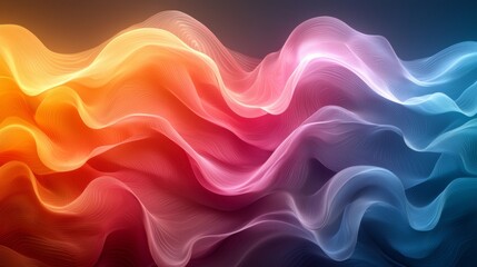 Poster - Colorful abstract wave pattern flowing and bending with smooth lines, creating a dynamic and vibrant background, evoking peace, joy, and inspiring creativity