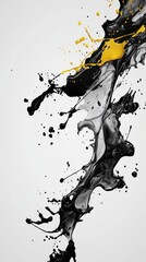 Naklejka na meble Elegantly mixing black and gold paint swirls on white background, creating modern abstract art