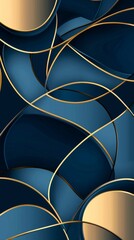 Poster - Elegant gold lines flow on a rich blue backdrop, creating a luxurious modern design. Intricate patterns and geometric elements add sophistication, making it perfect for premium projects