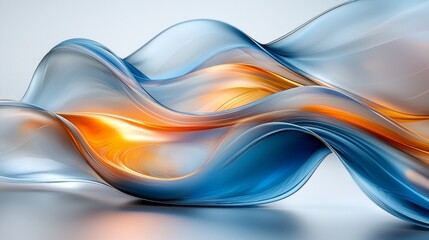 Poster - Flowing blue and orange curves blend elegantly, creating a modern, vibrant design perfect for backgrounds. Bright gradient shapes add style and luxury