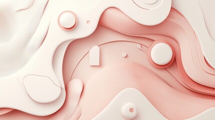 Poster - Flowing peach and white geometric shapes on a trendy, modern background with a touch of sophistication. Perfect for contemporary projects in business, marketing, and more