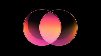 Poster - Vibrant overlapping circles create a colorful gradient on a black background, forming a modern design with smooth texture and energy. Perfect for creative projects
