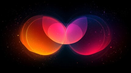 Poster - Abstract background featuring two colorful circles merging together with a sparkling overlay. The circles are casting light on the dark background