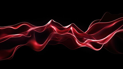 Canvas Print - Abstract red light waves on a black background, creating a fluid and dynamic form reminiscent of flowing fabric or smoke in motion.