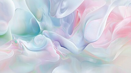 Poster - Pastel colors blend in a swirling abstract composition, creating a dreamy and ethereal background with a sense of movement and fluidity. The image evokes a feeling of tranquility and peacefulness
