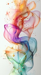 Poster - Abstract colorful smoke forming fluid shapes on white background. Perfect for any project needing an abstract background