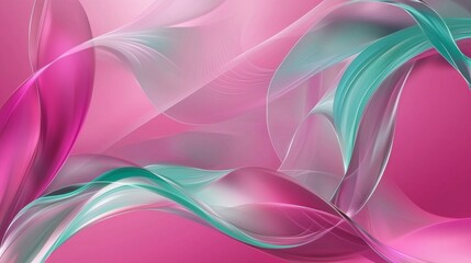 Poster - Abstract background featuring flowing pink and green waves, creating a sense of elegance and movement. The interplay of colors and shapes evokes a feeling of tranquility and harmony