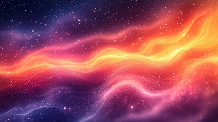 Poster - Abstract particles background forming energy waves and glittering particles, suitable for technology, energy and science subjects