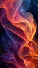 Poster - Abstract background forming colorful wavy shapes with glitter particles flowing, shining and creating a magical atmosphere