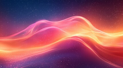 Poster - Mesmerizing starry sky filled with colorful glowing lines forming abstract waves, blending science with art in a vibrant design