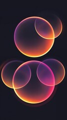 Poster - Glowing neon circles intersect in abstract background, creating depth and movement. Vibrant colors and dynamic patterns give futuristic vibe, perfect for stylish designs