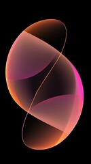 Poster - Vibrant orange and pink shapes intertwine on a black background, exuding energy and movement with a modern, creative, and elegant style perfect for unique wallpapers
