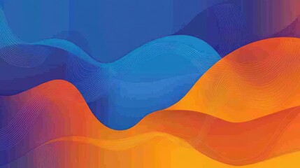 Sticker - Abstract waves in blue and orange create a dynamic and modern visual background.