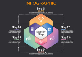 Poster - vector illustration of infographic, overlapping triangles in layers showing growth stages for presen