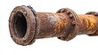 © savittree - Close-up of a rusty sewer pipe with visible textures and flanged end, set against a pure white backdrop.