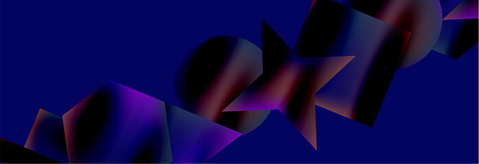 Poster - Neon color geometric shapes square triangle circle abstract background. Vector Illustration For Wallpaper, Banner, Background, Card, Book Illustration, landing page
