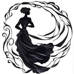 Wall Mural - Elegant Silhouette of a Woman in a Dress, Created with Paper Art