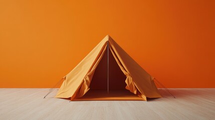 Aufkleber - 3D Rendering of a Monochrome Tent with an Orange Background