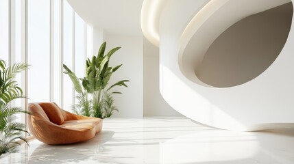 Aufkleber - Abstract curved interior design in architectural background 3D rendering