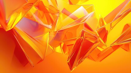 Aufkleber - 3D rendering of abstract geometric shapes featuring vibrant yellow and orange colors