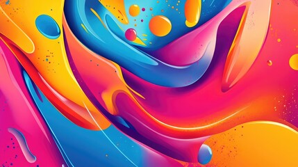 Aufkleber - Abstract wall art featuring vibrant color splashes designed as a vector background for packaging and creative projects