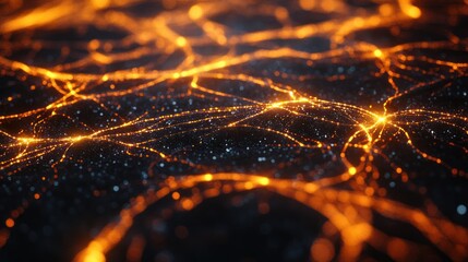 Poster - Big data analytics with glowing lines, featuring intricate networks of glowing lines visualizing massive datasets and complex analytics, 
