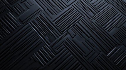 Fototapete - Black background featuring geometric patterns in a sleek, 