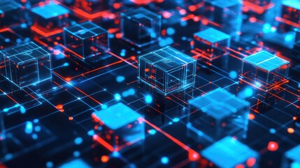 Poster - blockchain technology background, featuring digital ledgers,