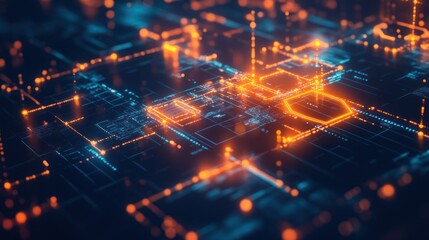 Poster - blockchain technology background, featuring digital ledgers,