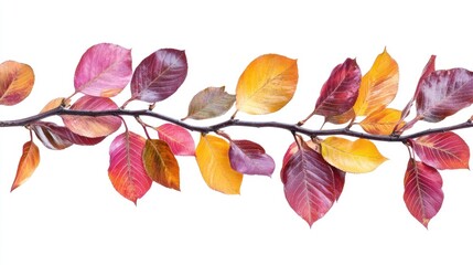 Aufkleber - Colorful Beech Tree Twigs with Leaves Studio Isolated on Pure White