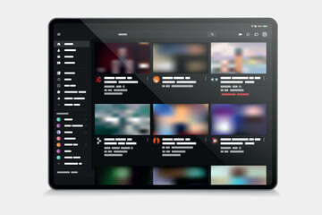 Poster - tablet youtube page. Vector digital tablet template for video. Video Player Template Vector Design on White Background