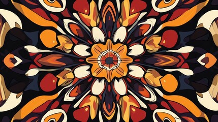Aufkleber - Abstract kaleidoscope illustration featuring a vibrant psychedelic pattern suitable for fabric wallpaper or carpets